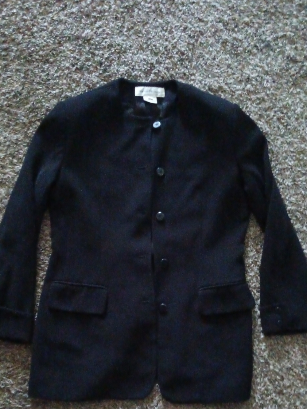 Rena Rowan Black Collarless Button-Front Blazer Sz 8